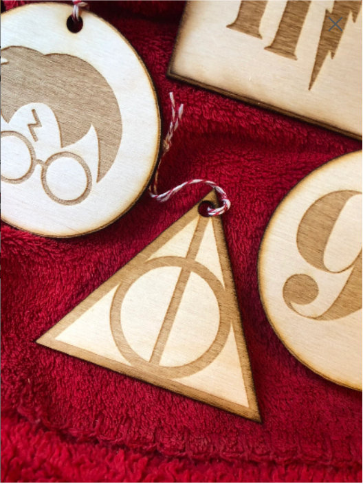 Harry Potter Inspired Ornaments/Hangers — Hometown WoodWerksHometown  WoodWerks, Home Decor, Custom Laser Cut Signs, Tier Tray Decor